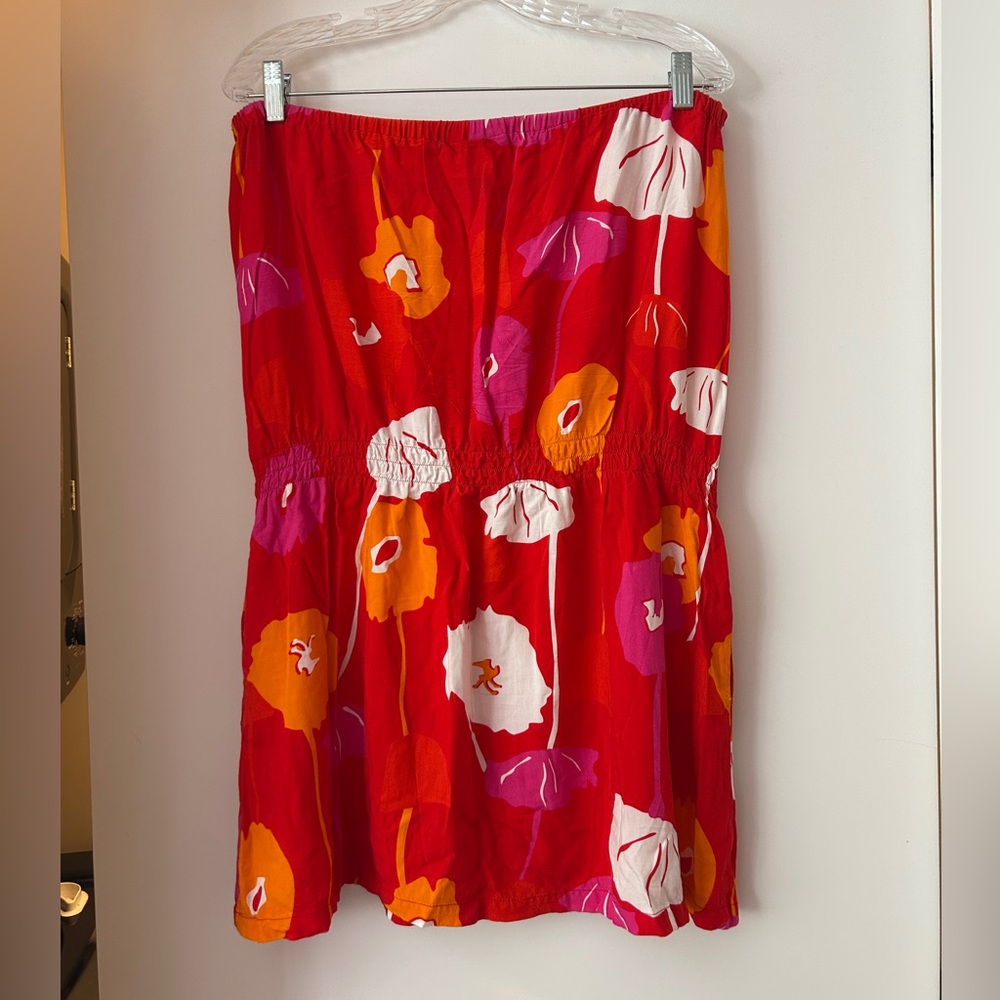 Floral strapless beach dress